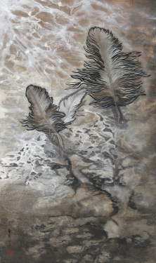 2-4MB_Christina Tung Wai 董慧, Tides at Qiantang River Series - Home Is Where The Heart Is 錢塘江潮汐系列之我心安處是故鄉, 2024, Mixed Media on Paper 混合媒材、雪梨紙, 125 cm x 74 cm,