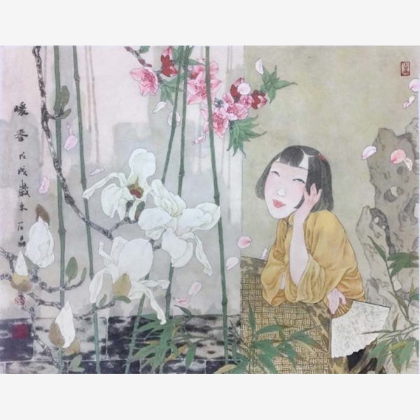 C_Shi Jing 石晶, Balmy Spring 暖春, 2018, Ink Colour on Rice Paper 水墨設色紙本, 64 cm x 45 cm