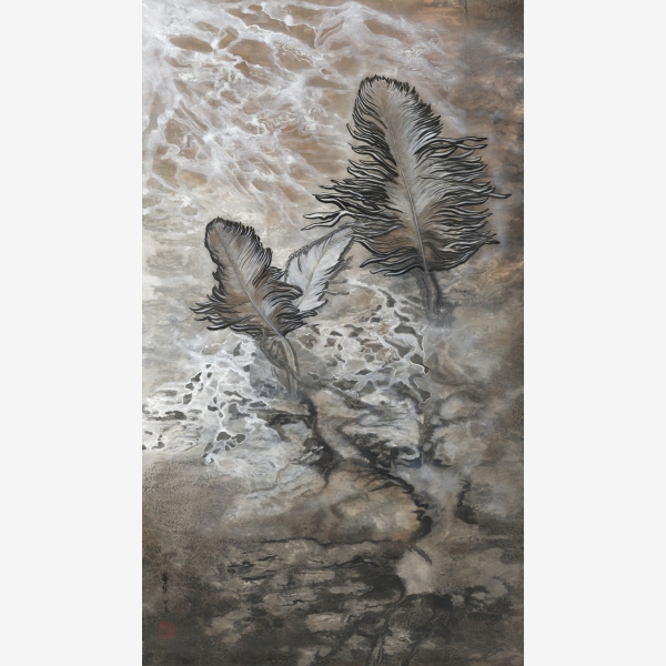 2-4MB_Christina Tung Wai 董慧, Tides at Qiantang River Series - Home Is Where The Heart Is 錢塘江潮汐系列之我心安處是故鄉, 2024, Mixed Media on Paper 混合媒材、雪梨紙, 125 cm x 74 cm,