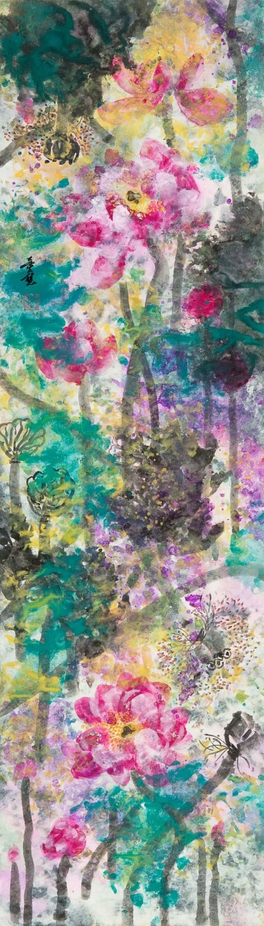 A_Christina Tung 董慧, Jubilation (1) 喜氣洋洋 (一), 2011, Ink &amp; Colour on Paper 水墨設色紙本, 138 cm x 40 cm,