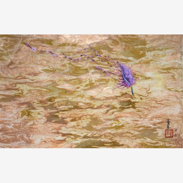 35_董慧, 呼應 — 錢塘江潮汐系列, 2024, 混合媒材、雪梨紙, 28 cm x 46 cm