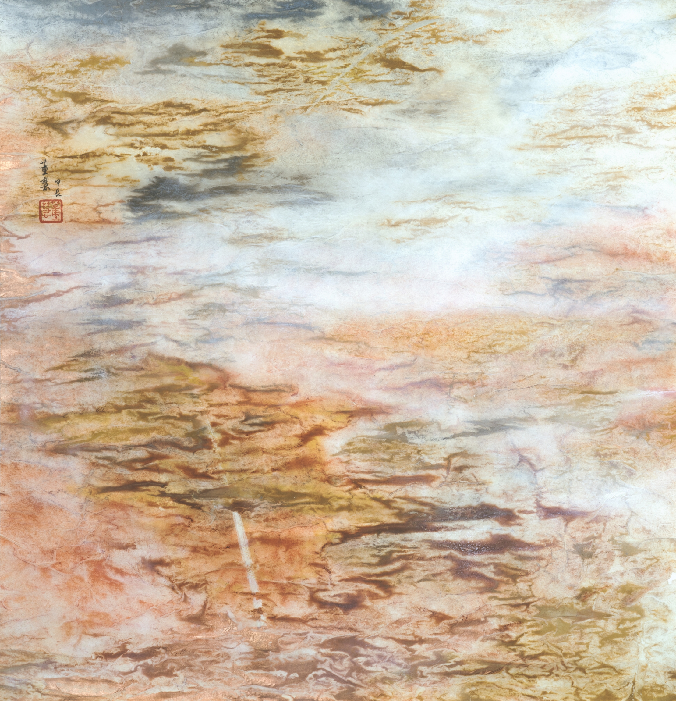 20_董慧, 蛻變 — 錢塘江潮汐系列, 2024, 混合媒材、雪梨紙, 60 cm x 58 cm