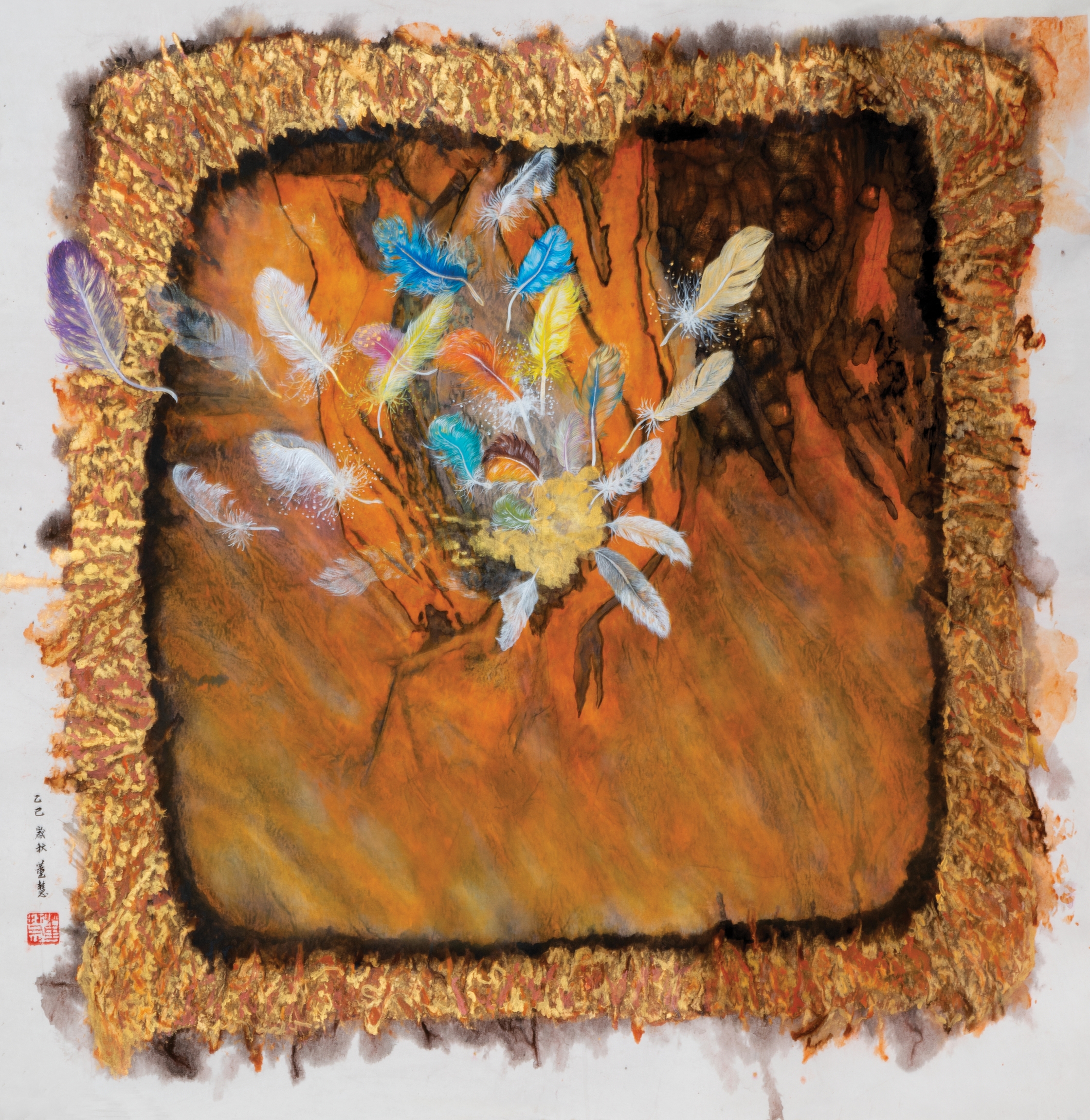 A_Christina Tung Wai 董慧, Breakthrough 突破, 2025, Mixed Media on Paper 混合媒材、雪梨紙, 90 cm x 90 cm